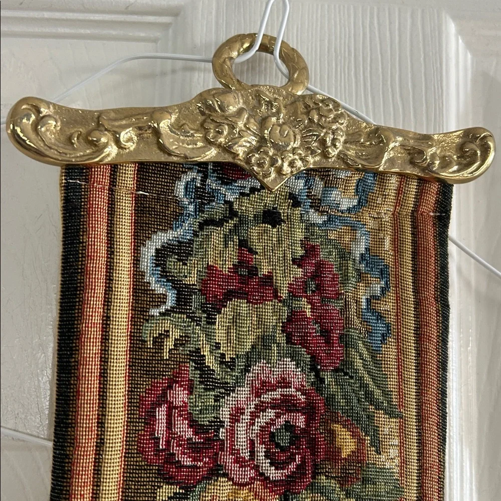 METRAX-CRAYE FRUIT AND FLOWERS TAPESTRY BELL PULL MADE IN BELGIUM 115 x16 CM